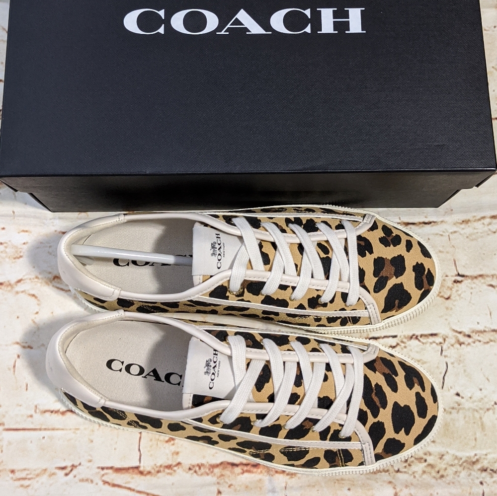 ๐ SALE Coach Leopard Low Top Sneakers - Picture 5 of 8